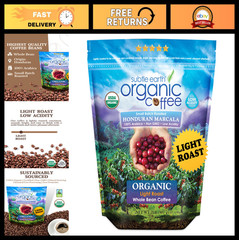Organic Light Roast Whole Bean Coffee – 2LB 100% Arabica, Low Acidity, Non-GMO