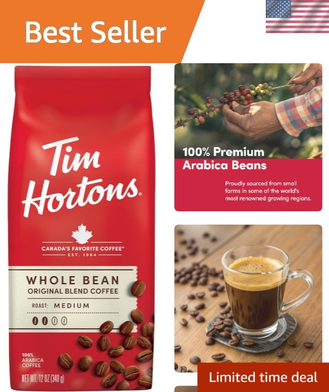 Tim Hortons Whole Bean Coffee – Medium Roast, 100% Arabica, 12oz
