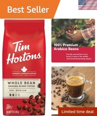 Tim Hortons Whole Bean Coffee – Medium Roast, 100% Arabica, 12oz