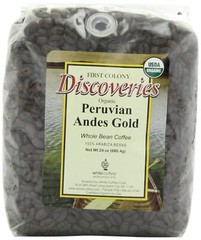 4 Pack First Colony Coffee Organic Peruvian Andes Gold Arabica Whole Bean – 24oz