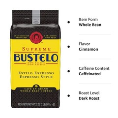 Supreme By Bustelo Coffee Whole Bean 32 Ounce Premium Espresso Roast
