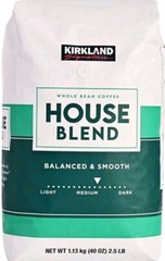 Whole Bean Coffee Medium Roast House Blend Kirkland Signature 2 Bags 5lbs Total