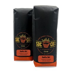 Vanilla Nut Medium Roast Whole Bean Coffee 16Ounce Bags Pack 2 Hot Drink