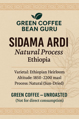 5 LB Sidama Ardi Ethiopian Green Coffee Beans | Natural Process | Unroasted