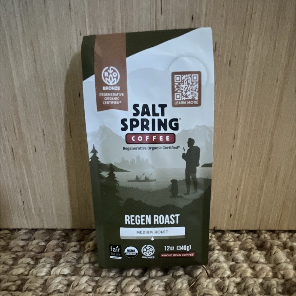 Salt Spring Coffee Regen Roast Medium Roast Whole Bean Organic 12 oz (340 g)