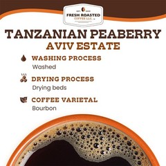 2 LB 32 Oz Tanzanian Peaberry Light Roast Kosher Whole Bean Coffee Fresh