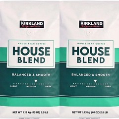 2 Packs Kirkland Starbucks House Blend Medium Roast Whole Bean Coffee 2 LB Each