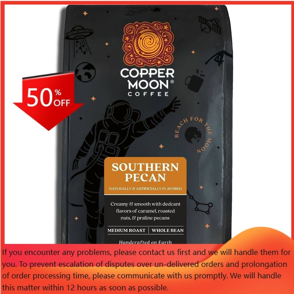 Copper Moon Southern Pecan Flavored Blend Medium Roast Whole Bean Coffee – 2lbs