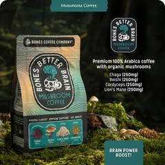 Bones Coffee Company Better Brain Mushroom – 10 Ounce (Pack of 1)