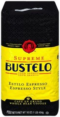 Supreme by Bustelo Whole Bean Espresso Coffee, 16-Ounce 16 Ounce (Pack of 1)