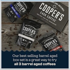 Cooper’s Cask Coffee Whole Bean Whiskey & Rum Barrel Variety 4 oz Bags (3 Pack)