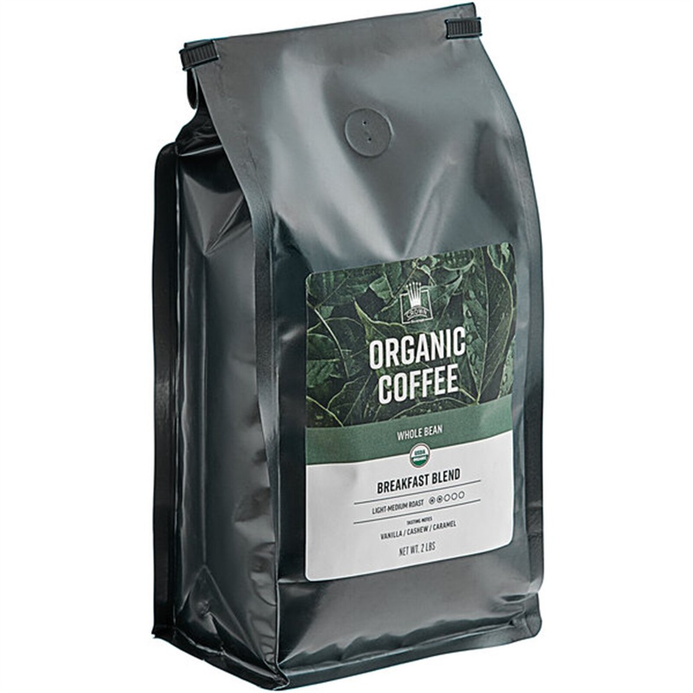 Crown Beverages Organic Breakfast Blend Whole Bean Coffee 2 lb. – 5/Pieces