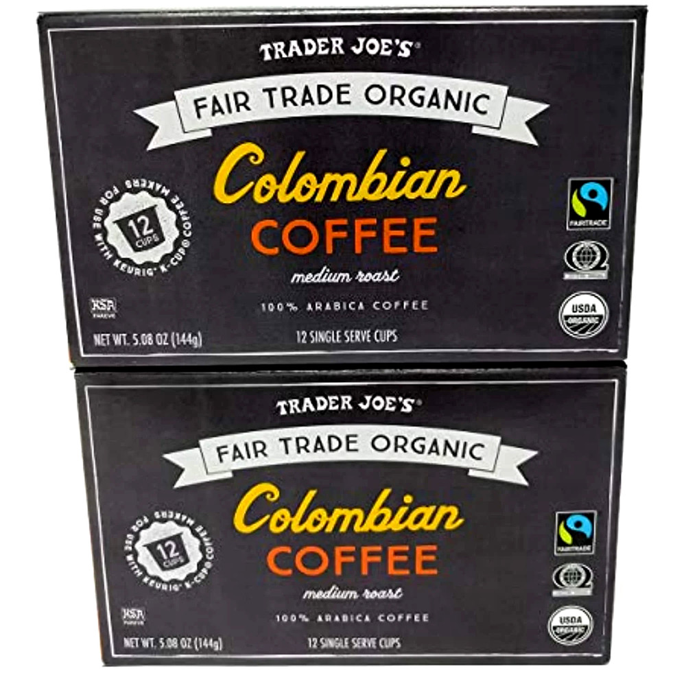 2 X Trader Joe’s Organic Colombian Coffee Fair Trade 12 Cups, 5.08 oz each
