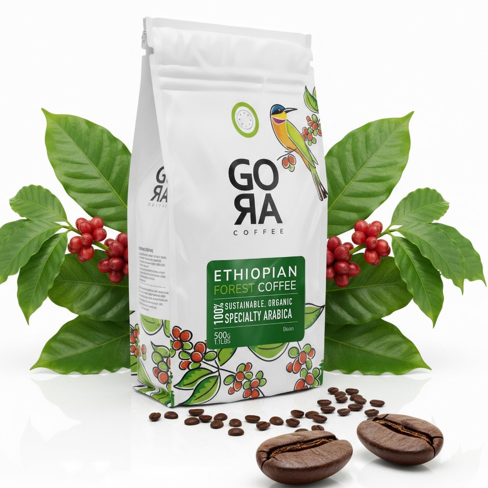 17.6oz Ethiopian Medium Roast Whole Bean Coffee Single Origin Arabica GoRa