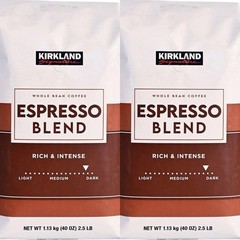 X2 Kirkland Signature Espresso Blend Whole Bean Coffee, Dark Roast, 2.5 Pounds