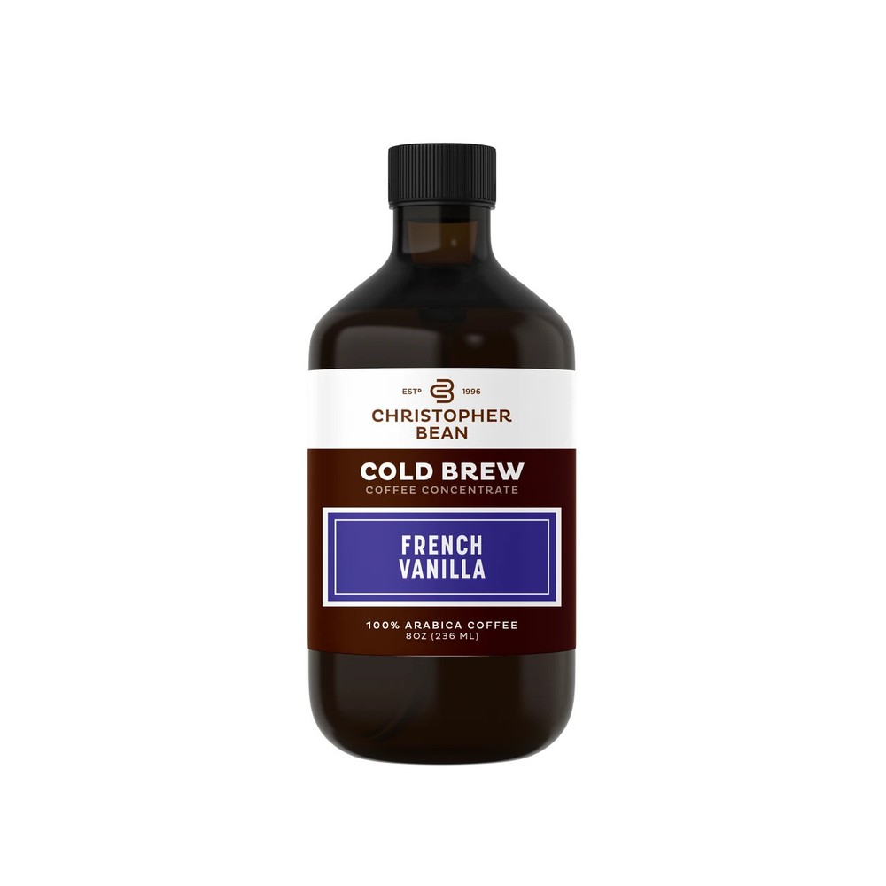 Christopher Bean French Vanilla Cold Brew Coffee Concentrate Smooth Taste Bottle