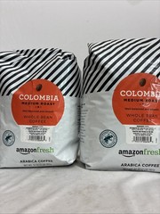 Amazon Fresh 2 Pack Colombia Whole Bean Coffee Medium Roast 32 Oz Each 4LB Total