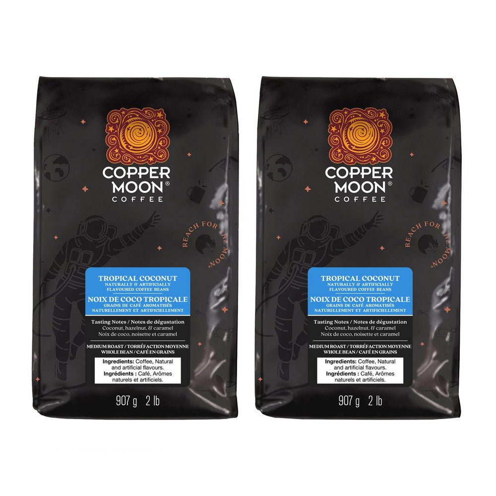 Copper Moon Whole Bean Coffee, Medium Roast Tropical Coconut Blend, 2 x 907 g
