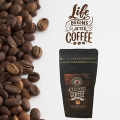 Cherry Coffee Roasted Bean From Peru Premium Roast 250g Pack Home Arabica Gift