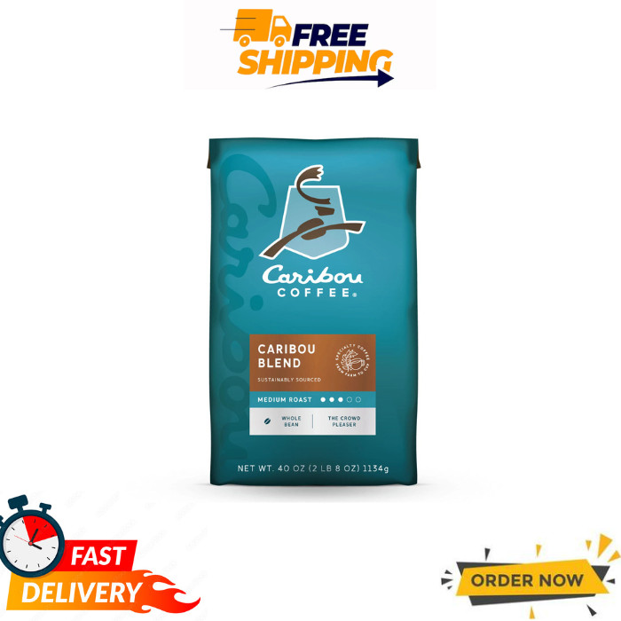 Caribou Coffee Whole Bean Caribou Blend 40 oz – Smooth & Balanced Roast
