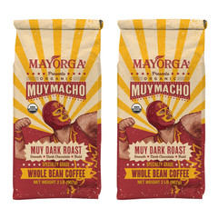 Mayorga Muy Macho, USDA Organic, Muy Dark Roast, Whole Bean Coffee, 2Lb, 2-Pack