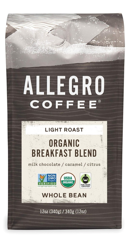 Allegro Coffee Organic Breakfast Blend Whole Bean 12 Ounce (Pack of 1)