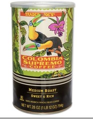 2 Packs Trader Joe’s Colombia Supremo Medium Roast Whole Bean Coffee 28 OZ Each