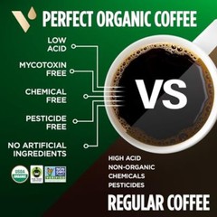 Perfect Low Acid Coffee Beans, USDA Organic & Fair Trade, Mycotoxin Free, Dar…
