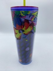 Starbucks Floral & Leaves Purple Plastic Tropical Cold Cup 24 Oz New Summer 2023