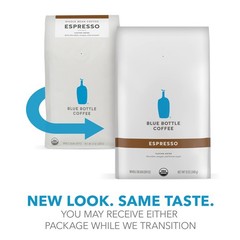 Blue Bottle Whole Bean Organic Coffee, Espresso, Dark Roast, 12 Ounce bag Pac…