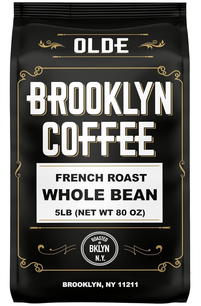 Olde Brooklyn Coffee French Roast Whole Bean Coffee 80 Ounce Freshly Roasted
