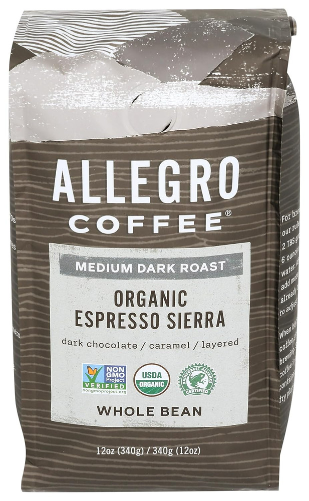 Allegro Coffee Organic Espresso Sierra Whole Bean Coffee, 12 Oz