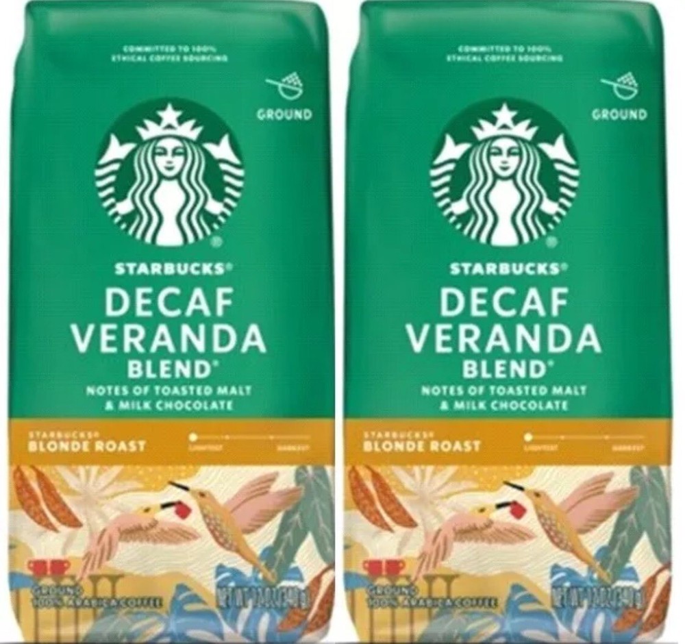2 Bag Starbucks DECAF Veranda Blend Blonde Roast Ground Coffee 12oz BB 111/2024