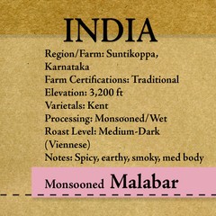 Roasted Coffee – India – Monsooned Malabar, AA – “Roasted Coffee, Upon Order”