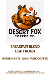 Breakfast | Light Specialty Arabica Roast | Fresh Roasted | Desert Fox Coffee