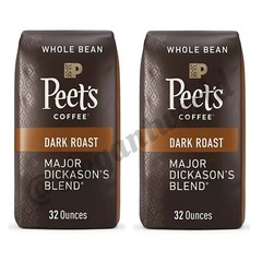 2 PACK Peet’s Coffee Major Dickason’s Blend DARK ROAST, Whole Bean (32oz.) Each