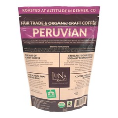 Luna Roasters Medium Roast Organic Peruvian Whole Bean Coffee, 30 Ounce