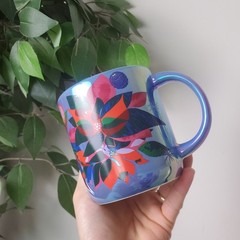 💙Starbucks Christmas Holiday Mug Poinsettia Floral 2023 Iridescent Purple 14oz