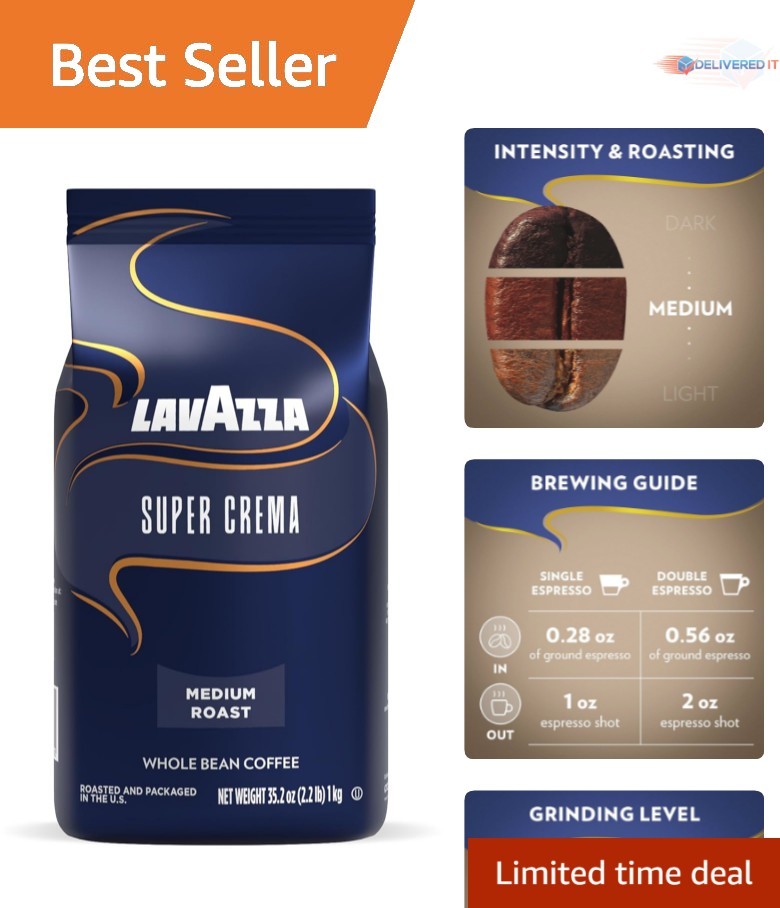Whole Bean Coffee 2.2 lb Medium Roast Arabica Robusta Blend for Espresso