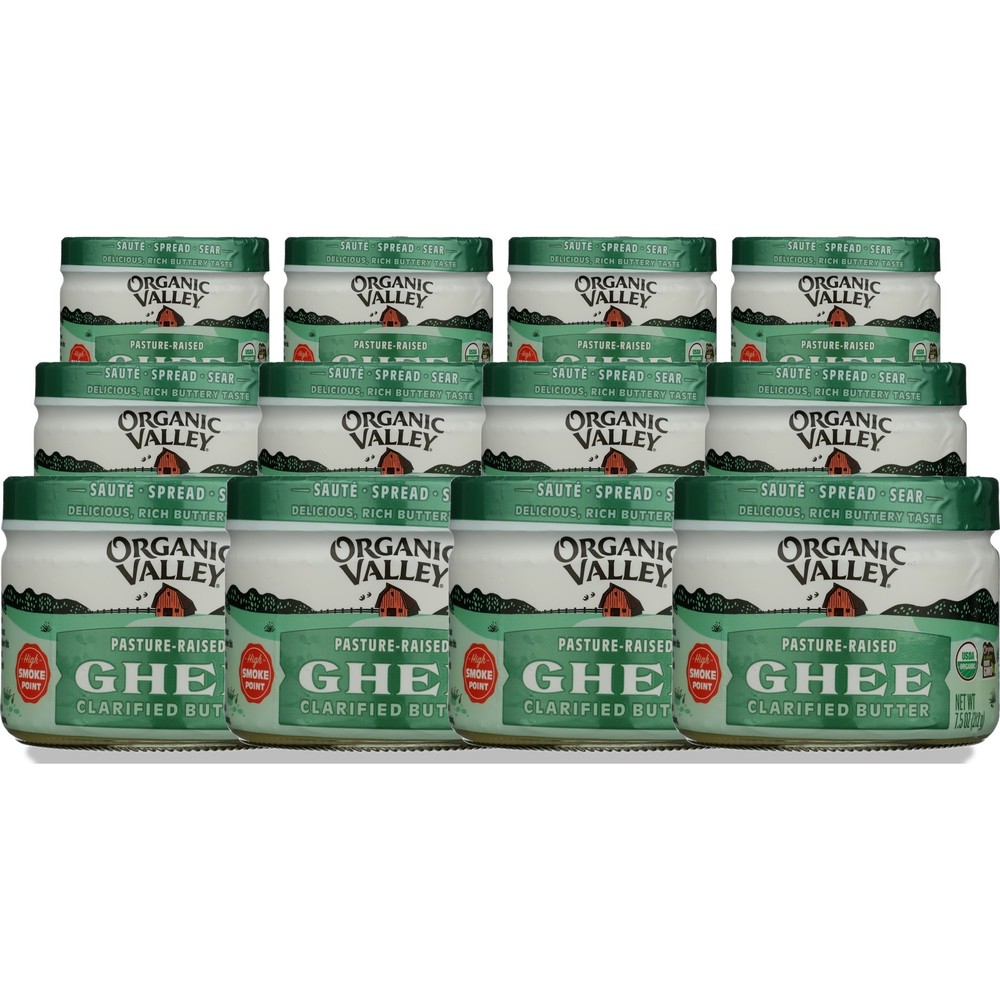 Organic Valley Clarified Butter Ghee 7.5 Oz Jar Oil 12 Pack