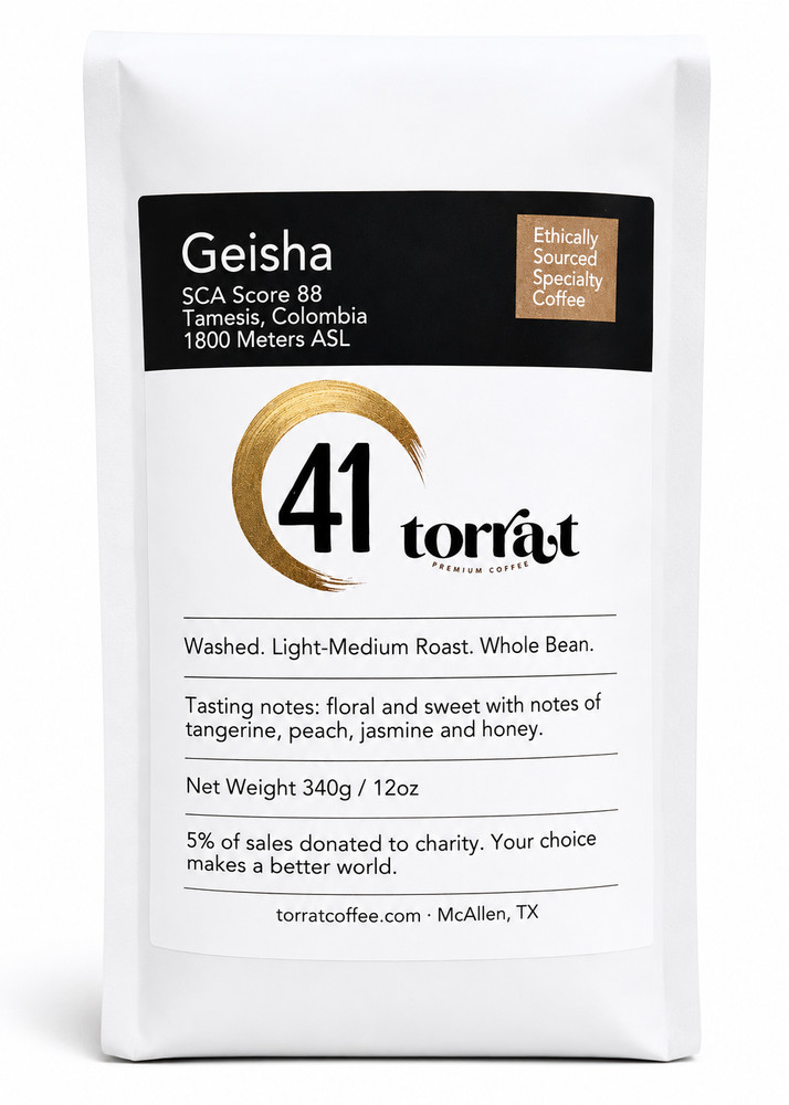 Torrat Geisha Coffee Beans 12oz SCA 88 Colombian Specialty Whole Bean Coffee