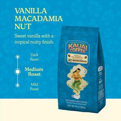 Kauai Coffee Vanilla Macadamia Nut, Medium Roast – Whole Bean Coffee, 24 Oz Pack