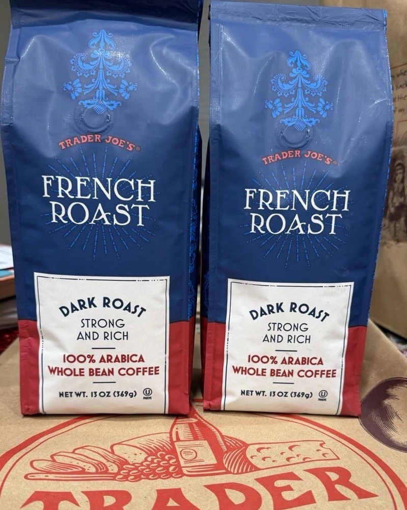 2 Packs Trader Joe’s French Roast Whole Bean Coffee Dark Roast 13 OZ Each Pack