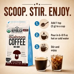 La Republica Instant Mushroom Coffee 120 Servings