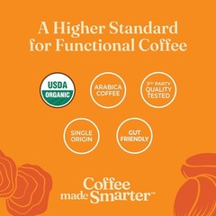 Organic Mushroom Coffee Dark Roast Lion’s Mane Chaga 12oz Ground