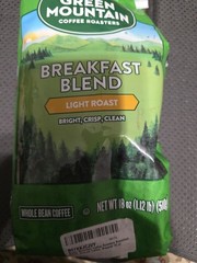 Green Mountain Coffee Roasters Breakfast Blend Whole Bean Coffee Bagged 180z
