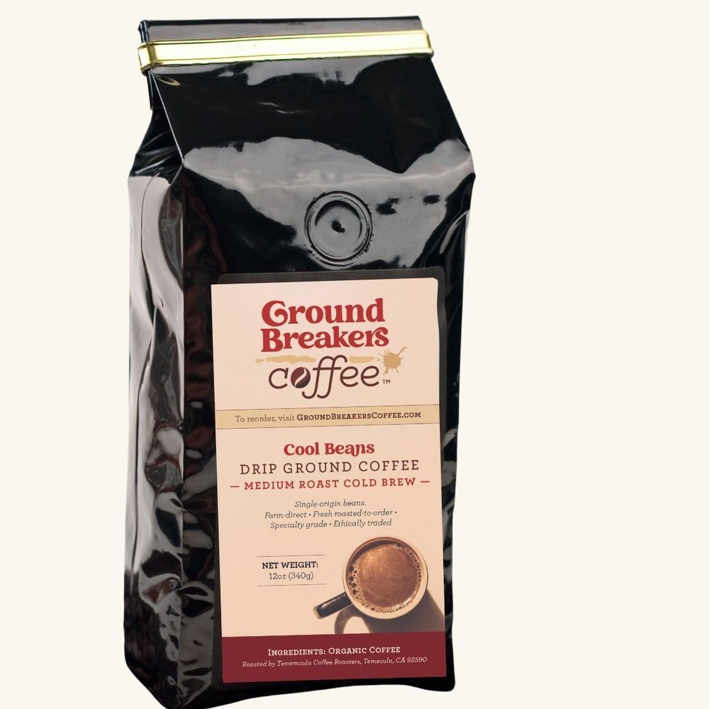 GroundBreakers Coffee Cool Beans Medium Roast COARSE Specialty Grade 12 oz