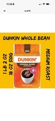 Dunkin Original Blend Medium Roast Whole Bean Coffee 3 Pack 18oz. 1LB 2 OZ EA
