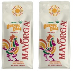 Mayorga Buenos Días, USDA Organic, Light Roast, Whole Bean Coffee, 2lb, 2-pack
