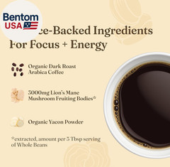 Dark Roast Organic Whole Bean Coffee | Whole Beans Coated with Lion’S Mane, Chag